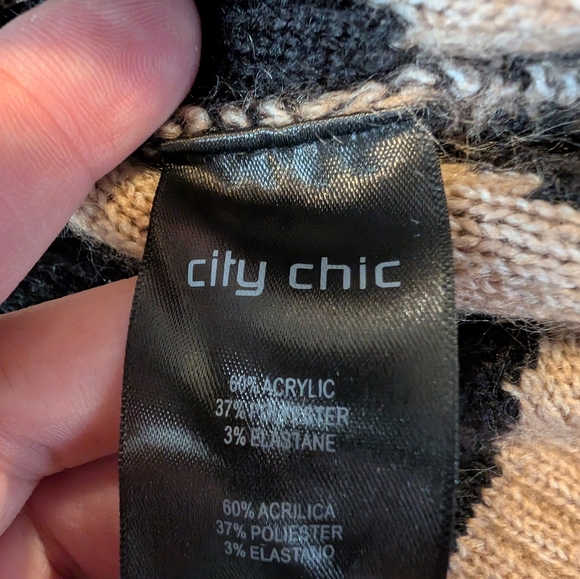 City Chic Zebra Print Sweater w/ Puff Sleeve, Women's L/20, So Soft! - Picture 4 of 5